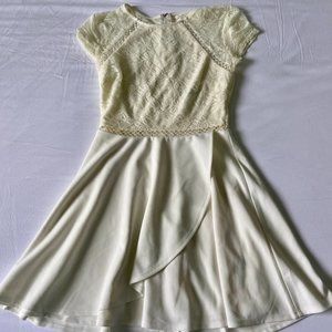 CITY STUDIO - White-Cream Mini Dress - Lace Top